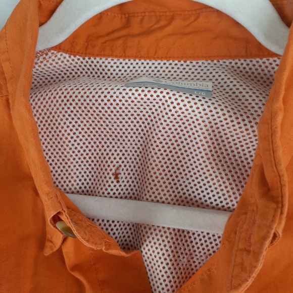 Columbia PFG Mens Large Button Up Orange Shirt Vented Back Fishing Cargo Pockets - Picture 4 of 12